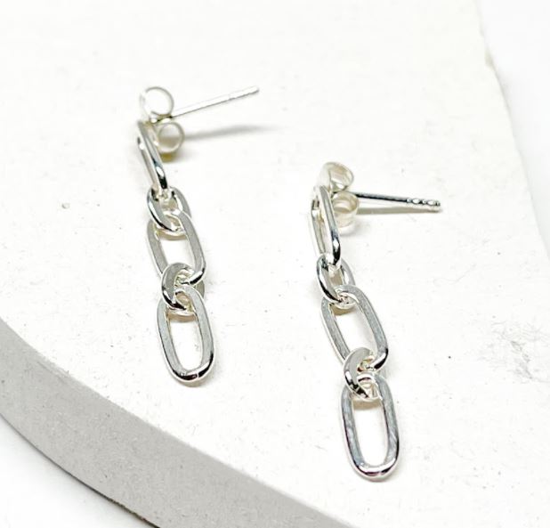 Dangle Chain Silver Earrings