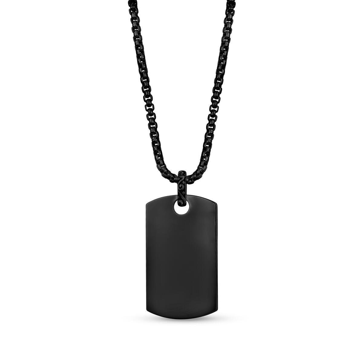 Detailed Black Dog Tag Stainless Steel Pendant