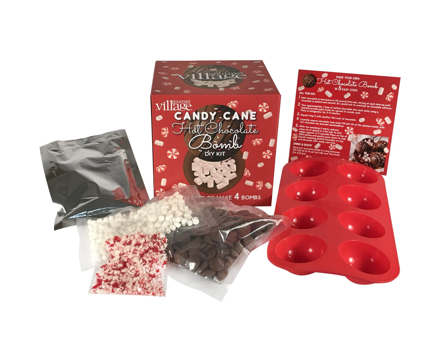 Candy Cane Hot Chocolate Bomb DIY Kit