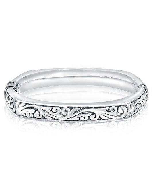 Closed Square Sterling Silver Paisley Bangle