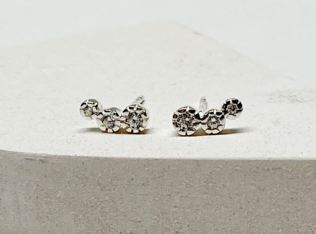 Ear Climbers with 3 White Topaz Stones