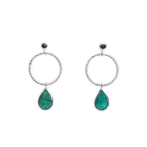 Faceted Green Aventurine Hoop Earrings