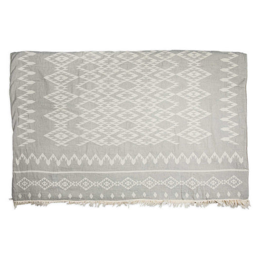 Fleece Lined Throw Atlas - Light Grey