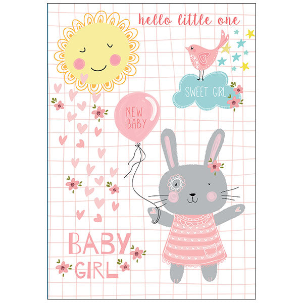 Bunny Sunshine - Baby Girl Congrats Card