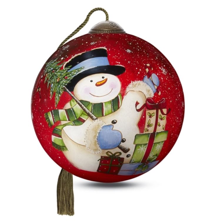 Snowman Celebration Hand Painted Ornament