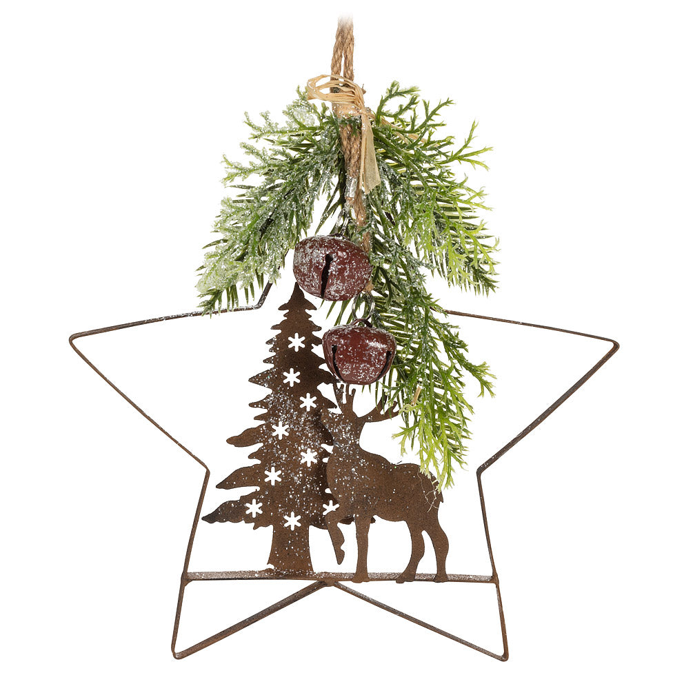 Star and Deer Outline Pendant Wall Decor