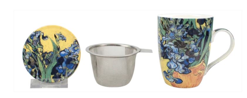 Van Gogh Irises Tea Mug with Lid