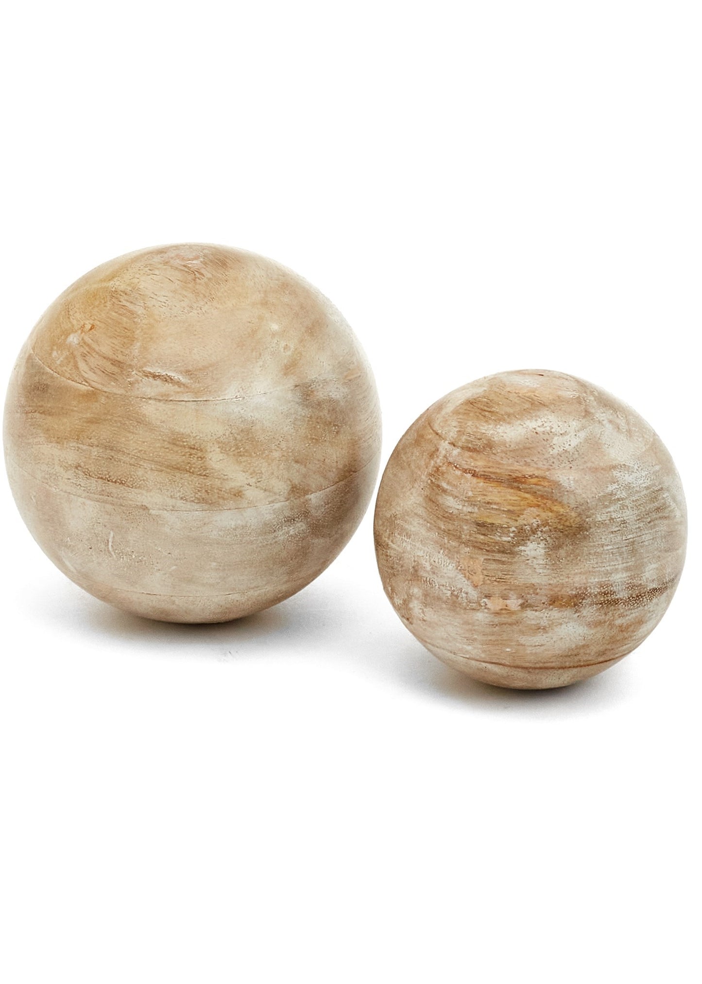 Wood Ball Decor Whitewash