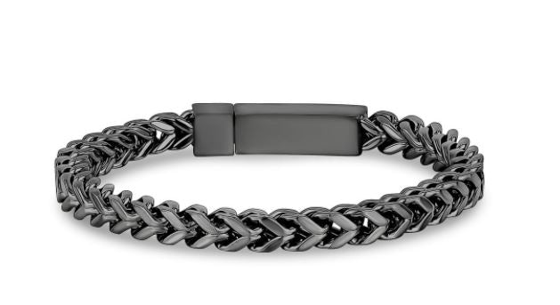 Gun Metal Steel Franco Link Bracelet sz 8.5