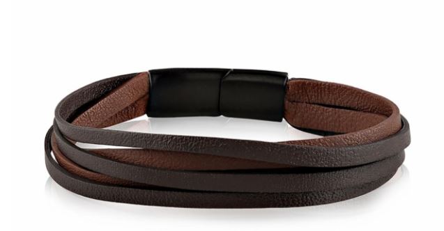 Multi Strand Brown Leather Bracelet sz 8.5