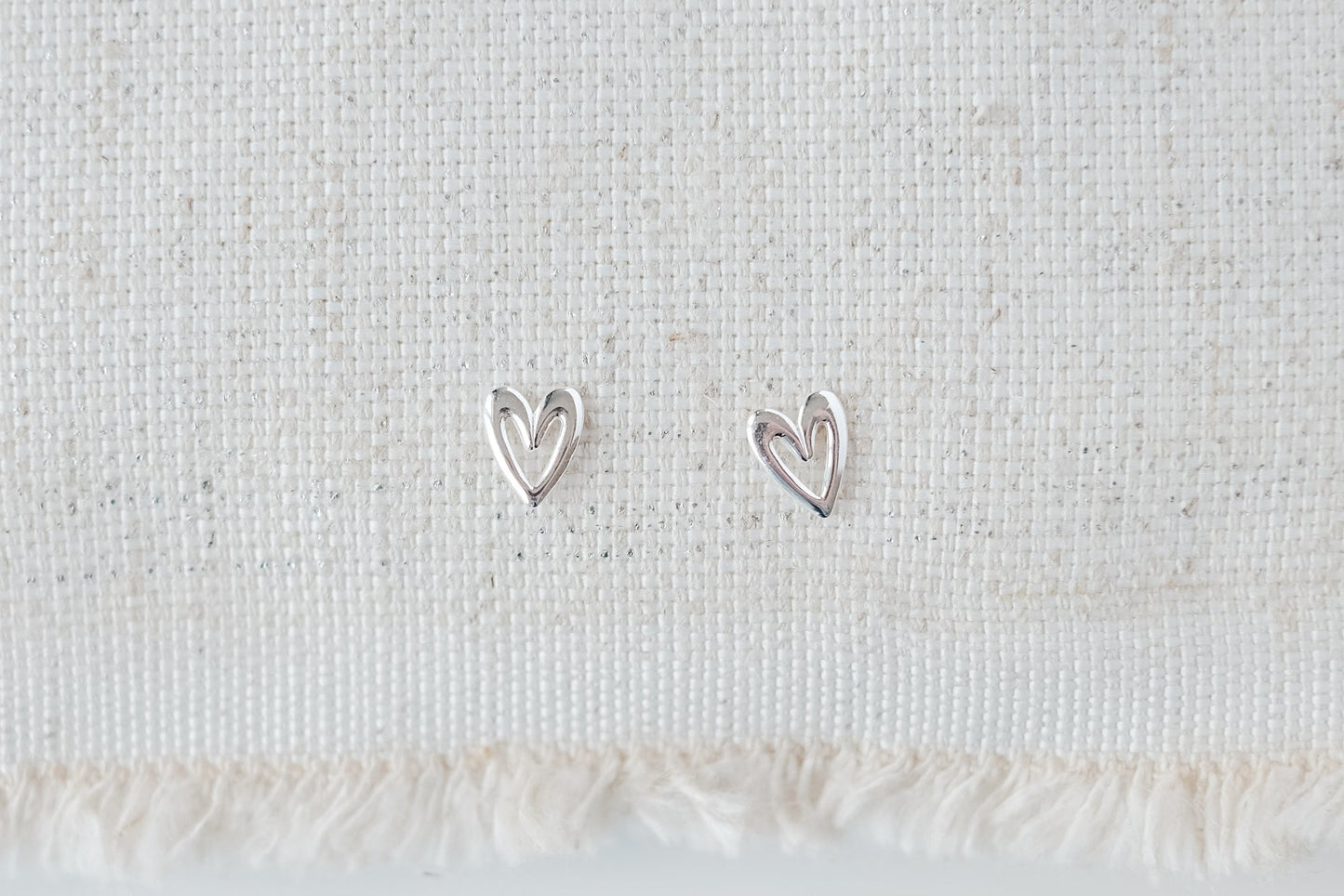 Silver Heart Outline Earrings
