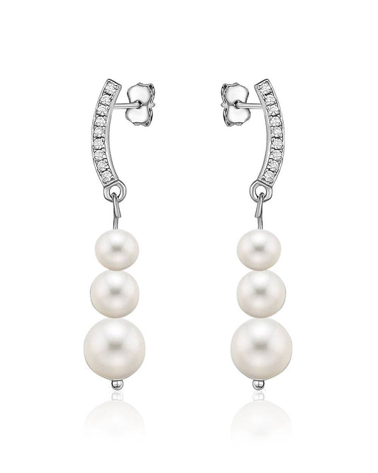 Dangling Freshwater pearls with cubic zirconia