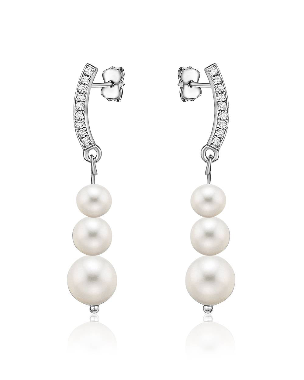 Dangling Freshwater pearls with cubic zirconia