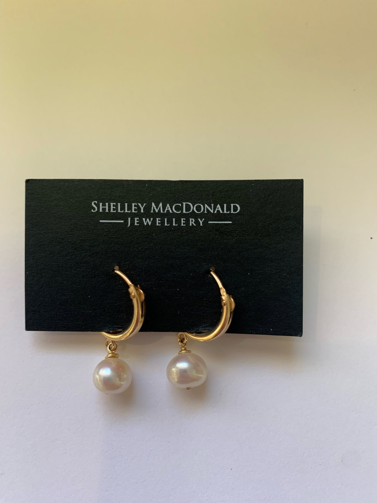 Gold Filled Hoops with Pearl