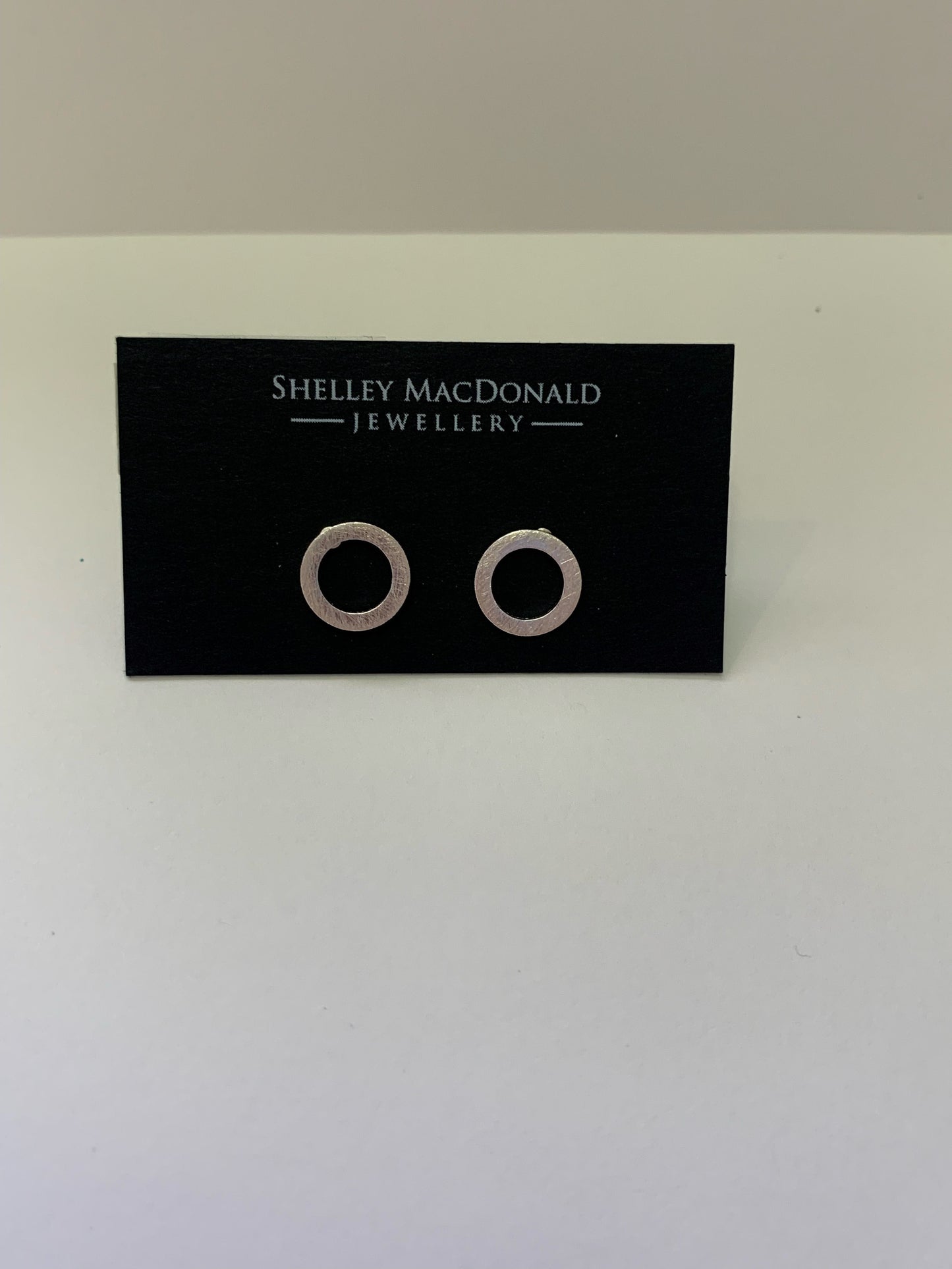 Small Brushed Circle Cutout Stud Earrings