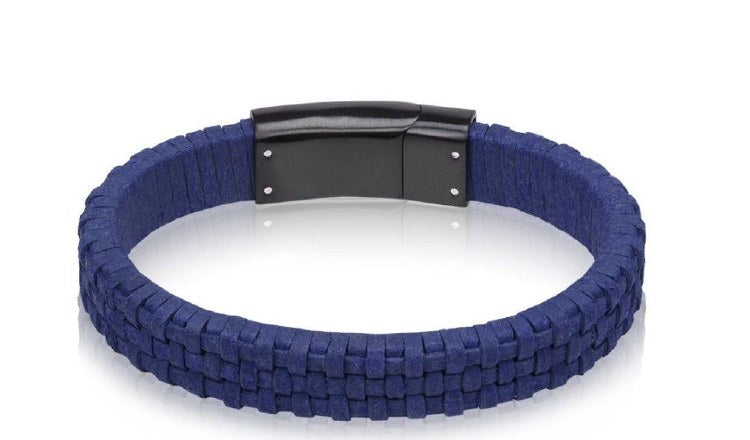 Navy Italian Leather Bracelet