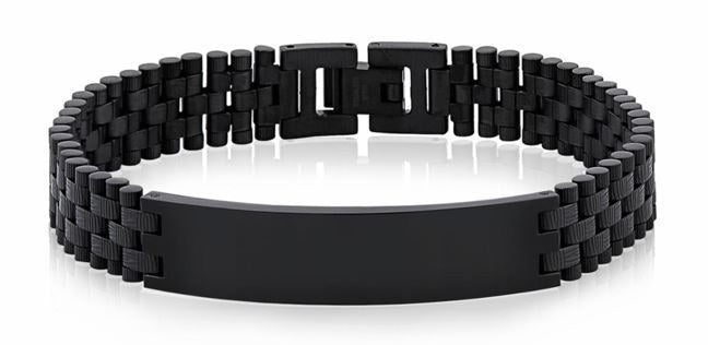 Black Steel Link ID Bracelet