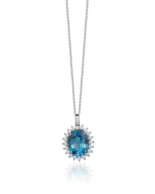 Swiss Blue Topaz Oval Pendant